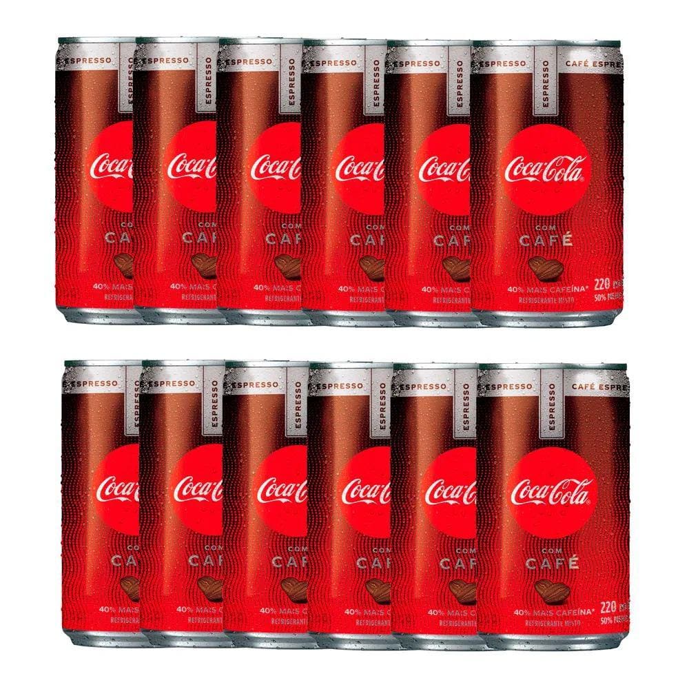 Kit 12 Refrigerante Coca Cola Pus Café Espresso 220ml
