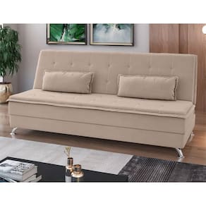 Sofá Cama Reclinável Besthouse Ubatuba Veludo Capuccino