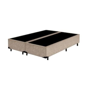 Cama Box Queen Bipartido AColchoes Suede Bege 40x158x198
