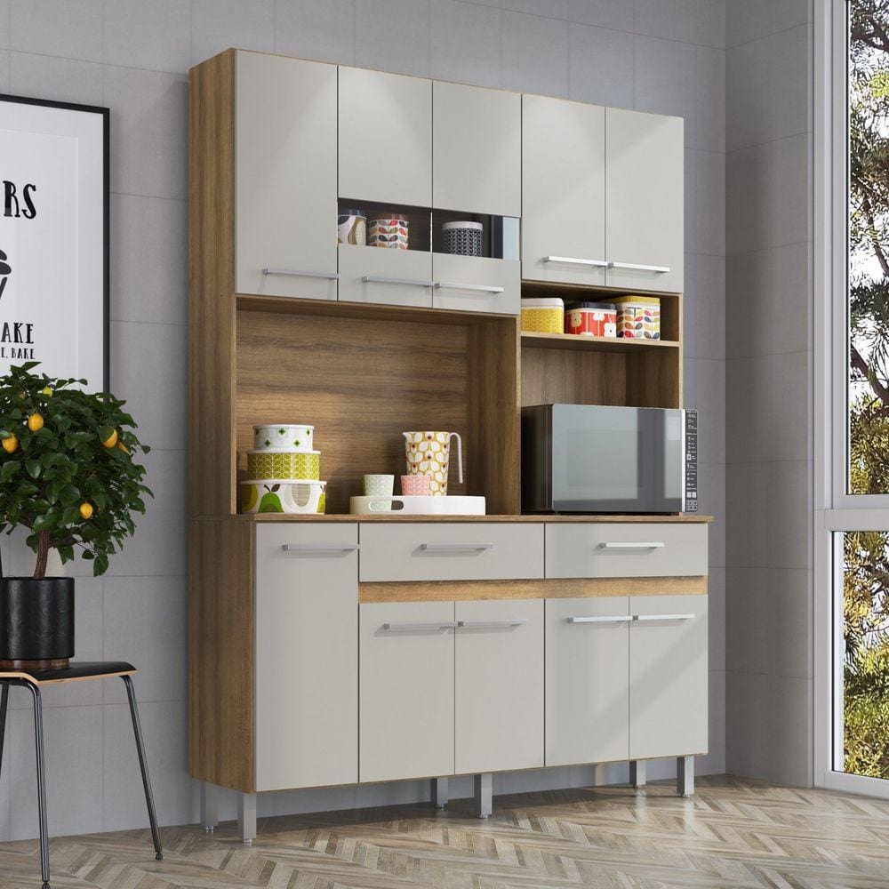 Cozinha Compacta 10 Portas 2 Gavetas 1 Nicho para Forno 611 Casamia Teka/Off White