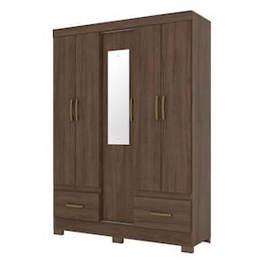Guarda Roupa Solteiro B60 Castanho com Espelho - Briz Móveis