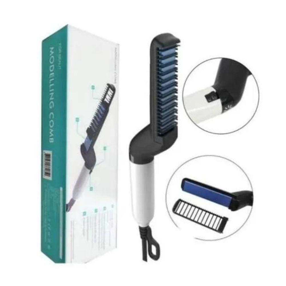 Chapinha Escova Quente Barba Cabelo Masculino Pente Bivolt