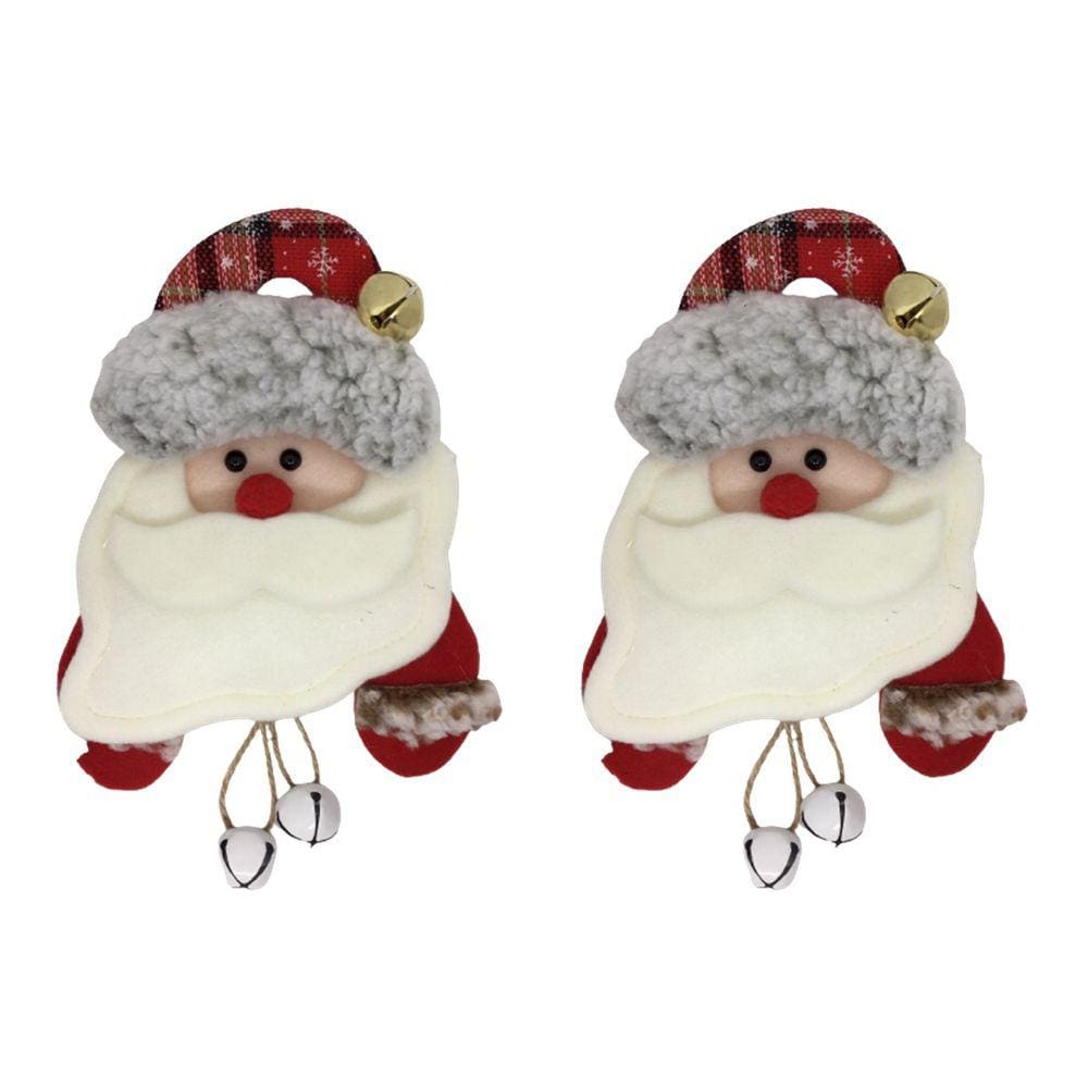 Kit Enfeite Decora Maçaneta Porta Boneco Natal Pelúcia Guizo Papai Noel 27cm - Master Christmas