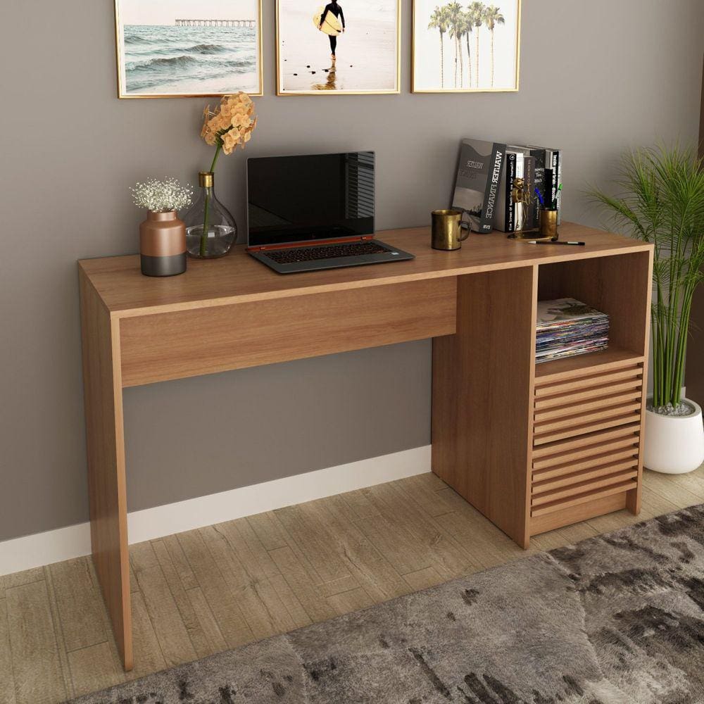 Mesa para Escritório 2 Gavetas 1 Nicho ME4174 Tecnomobili Amendoa