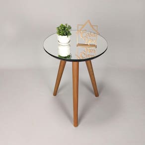 Mesa Lateral Tampo Espelhado 50x40cm Pés Palito Casa Uai Preto