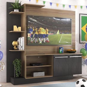 Estante com Painel TV 55" e 2 portas França Multimóveis BR2473 Duna/Preto