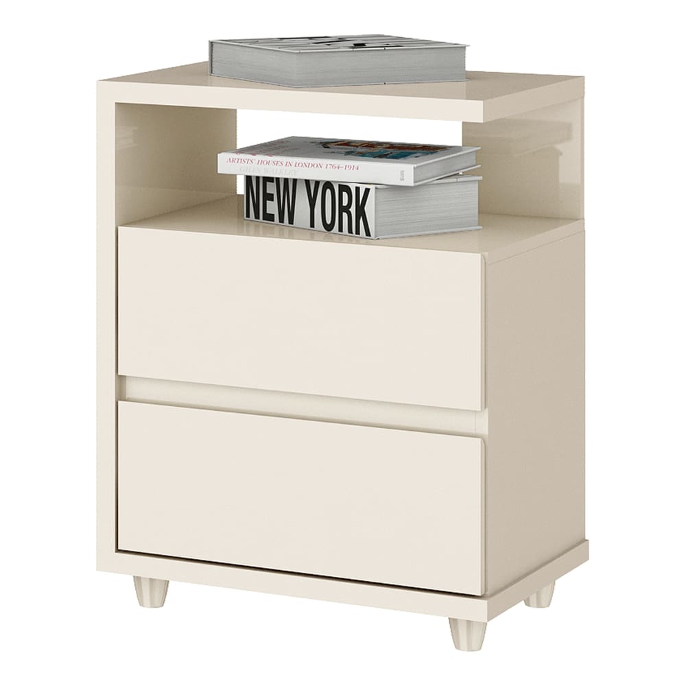 Mesa De Cabeceira Campeche 2 Gavetas Off White - Henn