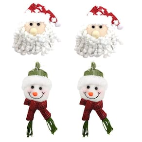 Jogo Carinha Papai Noel e Boneco de Neve Pelúcia 15cm 4 Unidades - Master Christmas