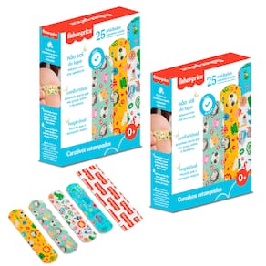2 Caixas Curativo Infantil Estampado Fisher Price com 25 Unidades Cada