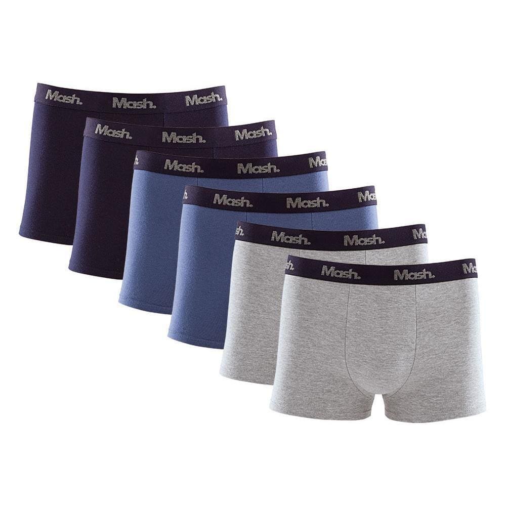 Kit 6 Peças Cueca Boxer Mash Masculina Algodão Elástico