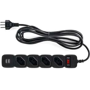 Filtro De Linha Intelbras Epe 204 4824205 4t E 2 Usb Cabo 1m Preto