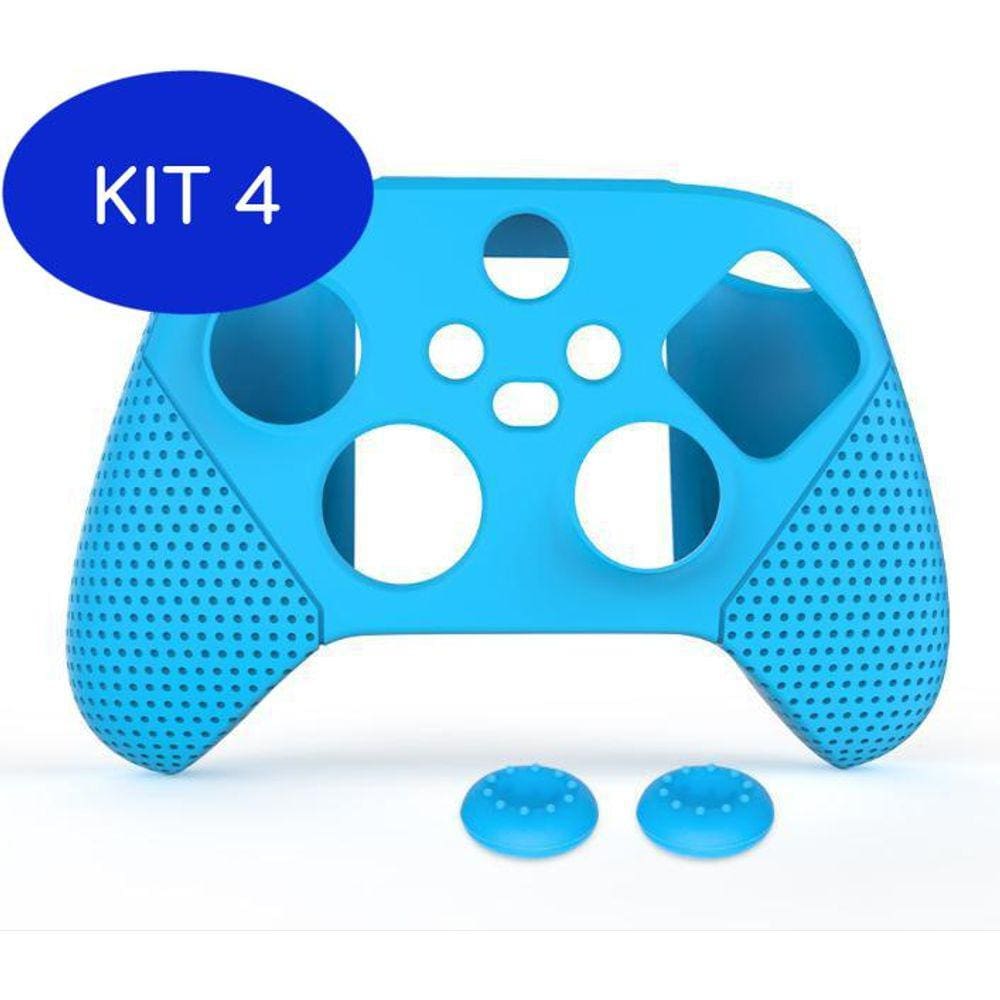 Kit 2 Capa Protetora Controle Ps5 Gamepad Silicone Azul