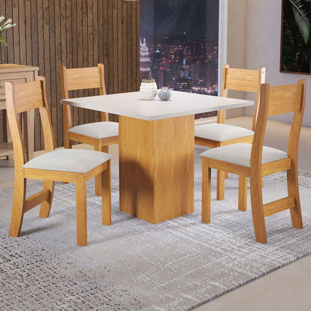 Mesa de Jantar 4 Lugares Melinda Marrom/Blonde/Nude - Viero Móveis