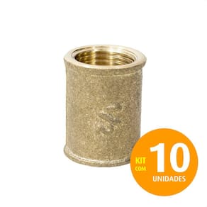 Luva Fêmea Rosca/Rosca de 1/2 Em Latão Amarelo Kit 10un