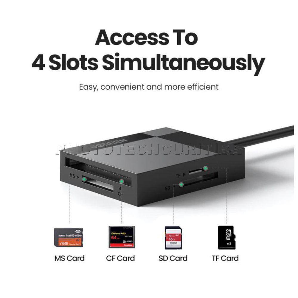 Leitor de Cartão Usb 3.0 Sd Cf Micro Sd Ms Ugreen