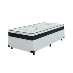 Cama Box Solteiro 88 Sintético Branco com Colchão Espuma D33 One Face - Bello Box - 58X88X188