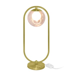Abajur Luminaria de Mesa de Luxo Aro Dourado Harmony Ambar