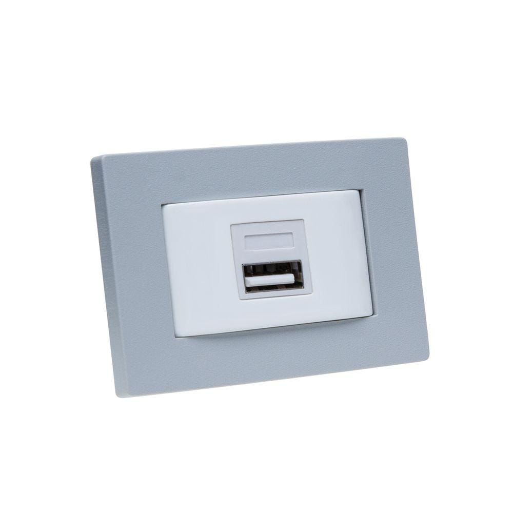 Espelho de Tomada Simples Reto com 1 USB 3A