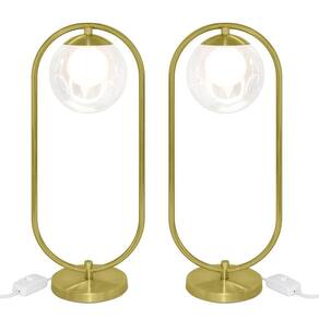 Kit 2 Abajur Luminaria de Mesa de Luxo Aro Harmony Dourado