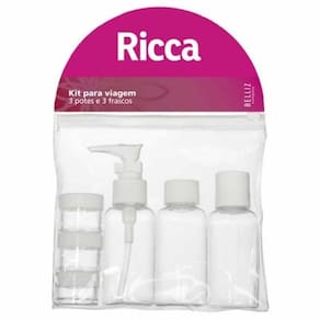 Kit Para Viagem Ricca Com 3 Potes E 3 Frascos