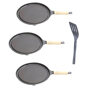 Kit 3 Bifeteiras Antiaderente Redonda Lisa 22cm com Espátula