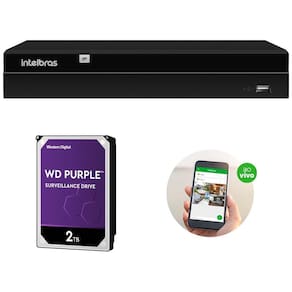 Gravador de Vídeo IP NVR 4 Canais 4K PoE NVD 1404 P + HD 2 Teras Purple Intelbras