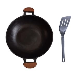 Paella Alumínio Antiaderente Alça Madeira Meia Lua 34cm