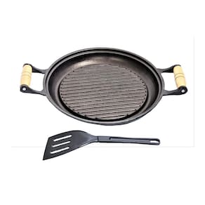 Chapa Grill Redonda Antiaderente Alça 23x23cm e Espátula