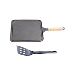 Bifeteira Antiaderente Quadrada Lisa 23x23cm e Espátula