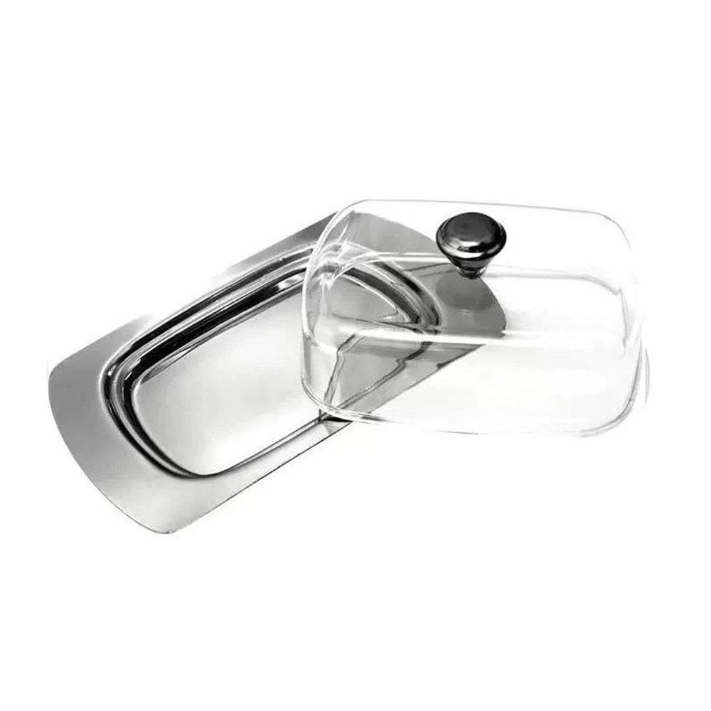 Manteigueira Inox Com Tampa De Acrílico