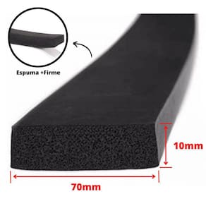 Espuma Fita Adesiva Eva Borracha Vedação E=10Mmx10 Mts Preta