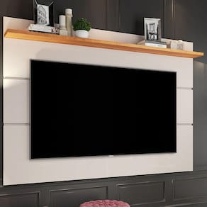 Painel Para Tv Até 60 Polegadas Vivare New 1 Prateleira Off White/nature - Giga Móveis