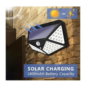 Luminária Solar 100 Leds Bateria Luz Jardim Prova D`Água