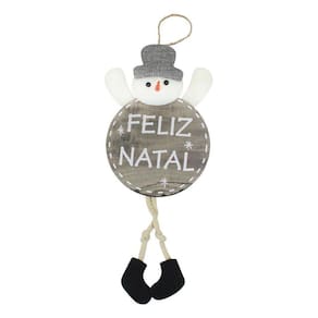 Enfeite Árvore Natal Pendente Boneco De Neve Natalino 37Cm