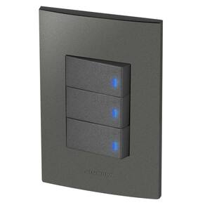 Conjunto 3 Interruptores Led - Inova Grafite - Agt33
