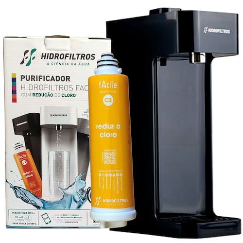 imagem-Purificador de Água Natural Facile C3 Preto Hidrofiltros