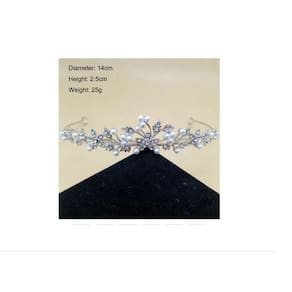 Coroa Tiara Noiva Debutante Prateada Strass Princesa Arco