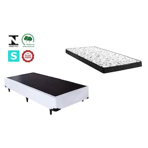 Cama Box Solteirão Branco + Colchão Espuma D33 110x188x10