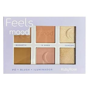 Paleta De Pó Blush E Iluminador Feels Mood Ruby Rose Hb-7524