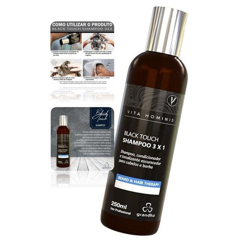 Shampoo Para Cabelo Barba Escurecedor Vito Black Touch 250Ml