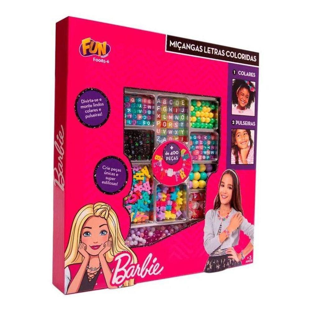 Miçangas Barbie Letras Coloridas 400 Peças Fun 856
