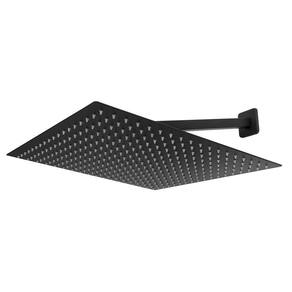 Ducha Chuveiro Slim Preto Quadrado Metal 40X40 Braço 38Cm
