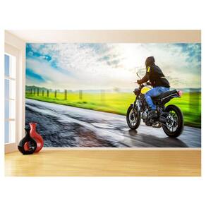 Papel De Parede 3D Moto Esporte Viagem Estrada 3,5M Bkm52