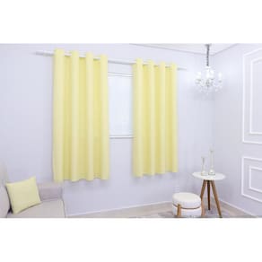 Cortina Lana Amarelo-Bebê Oxford 300X180 Para Sala/Quarto