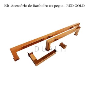 Acessório Banheiro Kit 04 Peças -Toalheiro - Red Gold- Inox