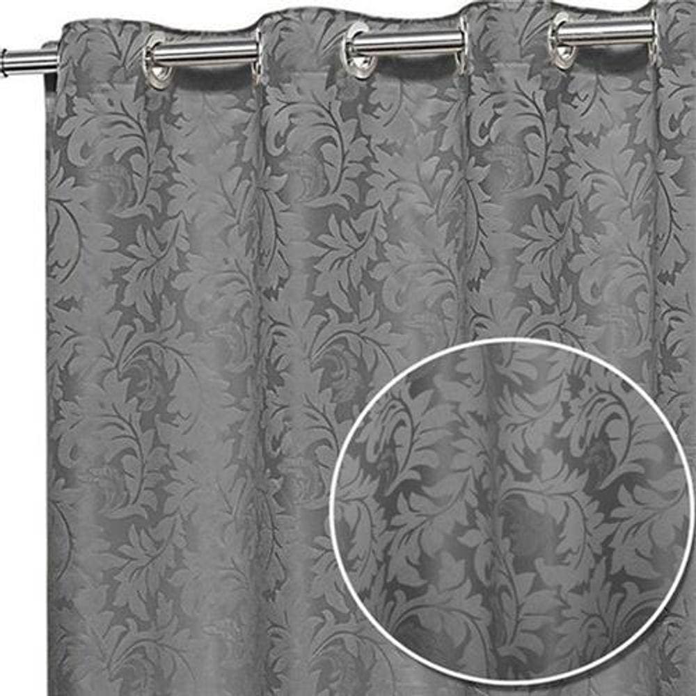 Cortina Sala Jacquard Cinza 6,00X2,80 Semi Blackout