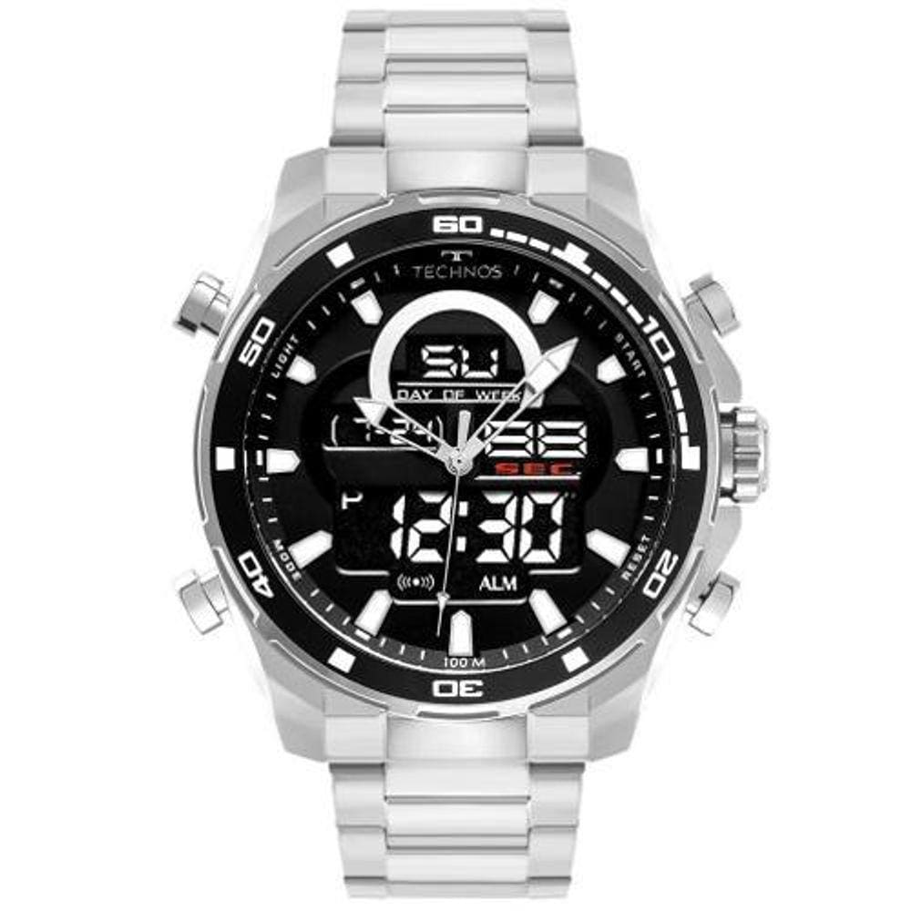 Relógio Masculino Technos TS Anadigi Aço Prata BJK626AA/1K