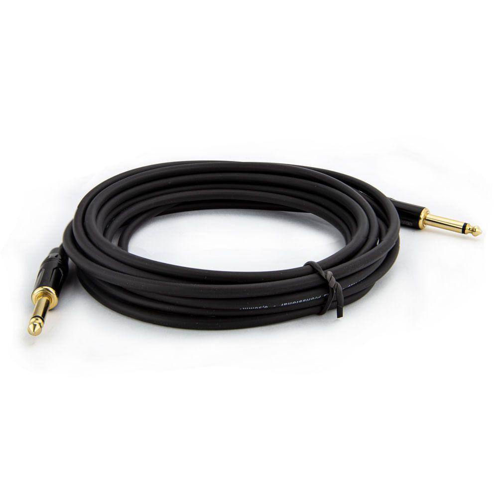 Cabo P10 para P10 Mono Profissional - Preto 1 Metro