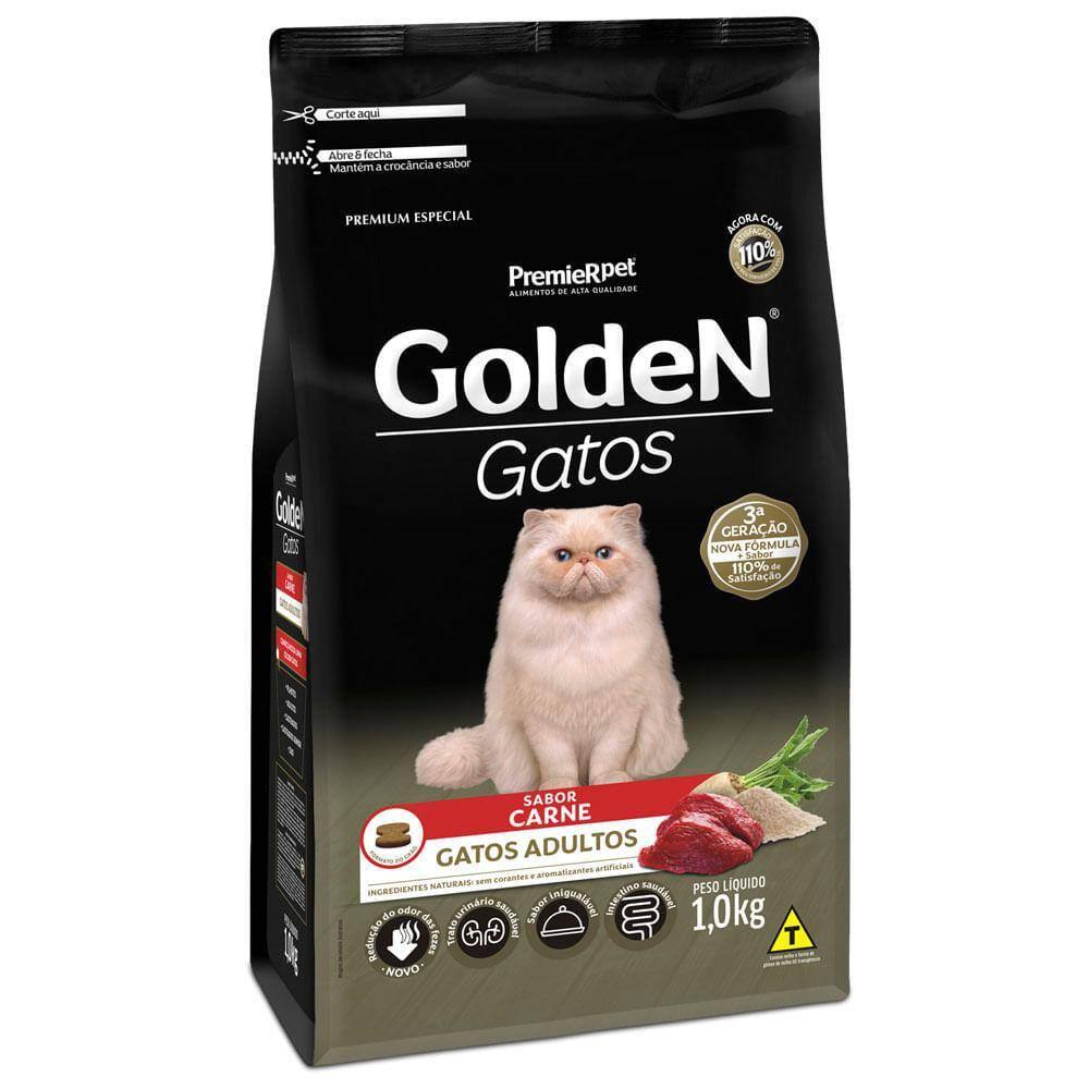 Ração Golden Gatos Adultos Carne 3Kg