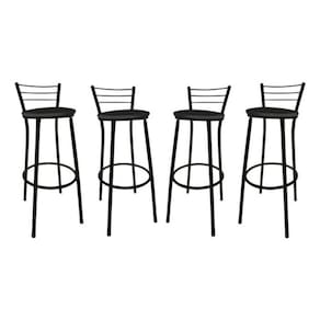 Kit Jogo 4 Banqueta Alta Preta Balcão Cozinha Sala Jardim
